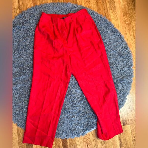 Lauren Ralph Lauren Red Linen Pants Size 14 W - Picture 1 of 5